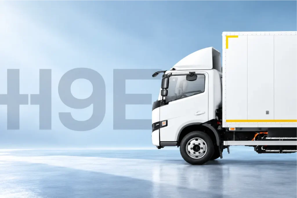 White Farizon H9E electric light truck with a cargo box body