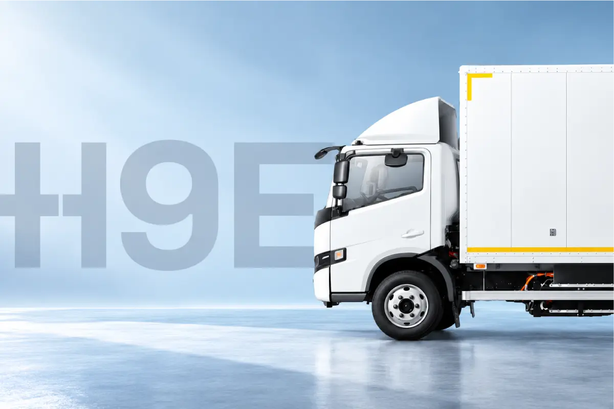 White Farizon H9E electric light truck with a cargo box body